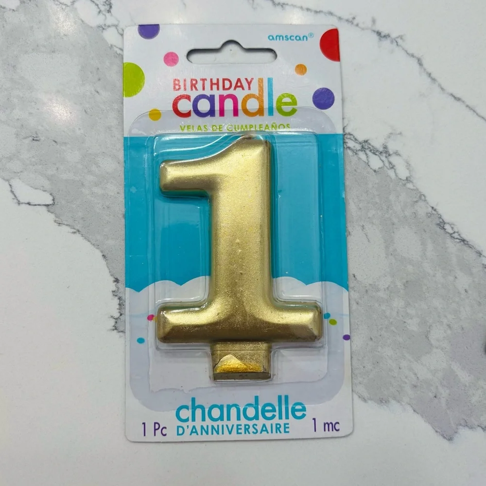 Lot of Amscan Metallic Gold Birthday Candles